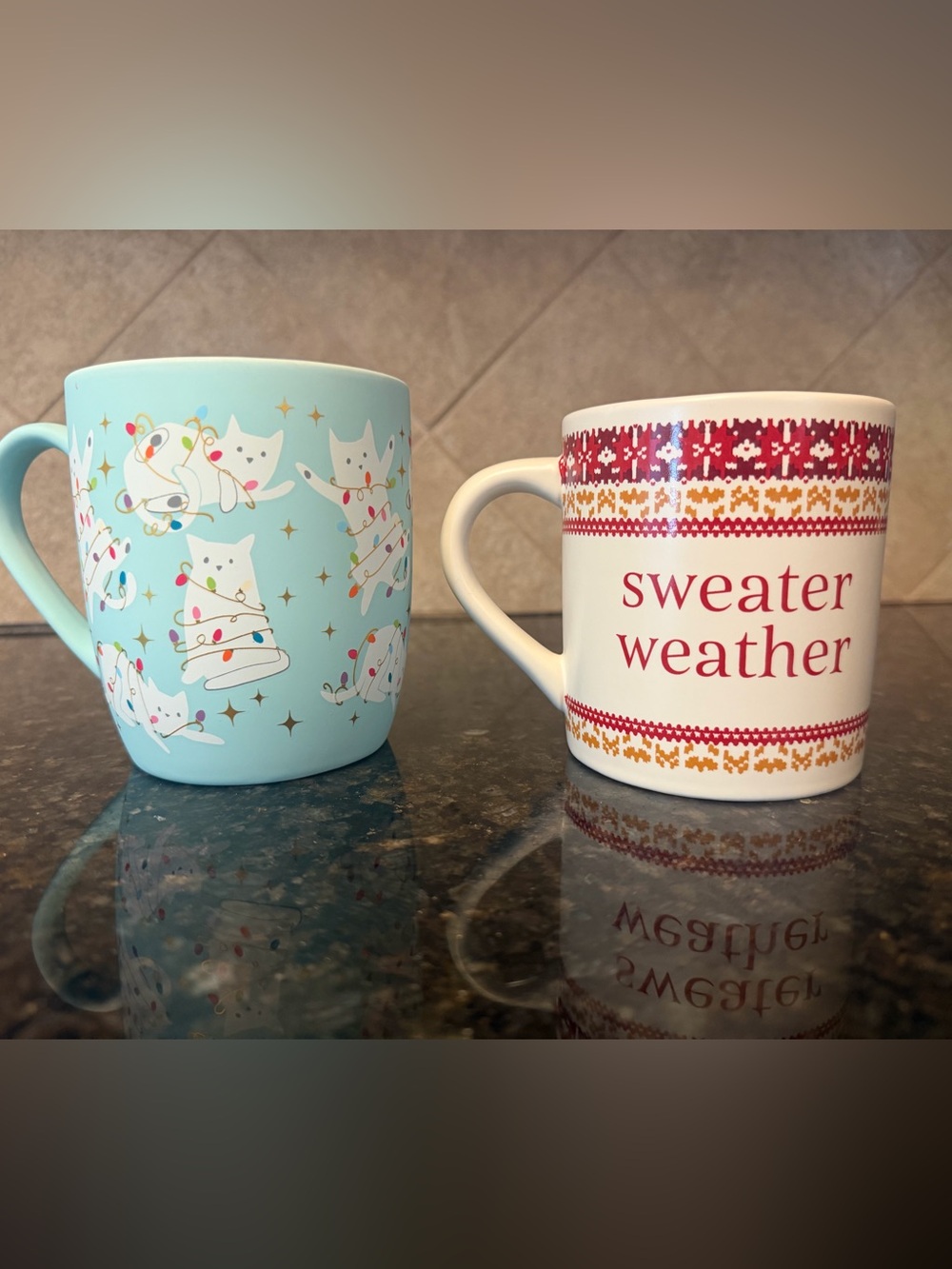 Festive Cat & Sweater Weather Holiday Mug Set -